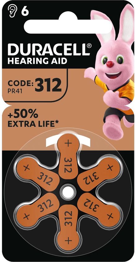 Duracell D312 PR41 Easytab Zinc Air 1,4V Blister 6